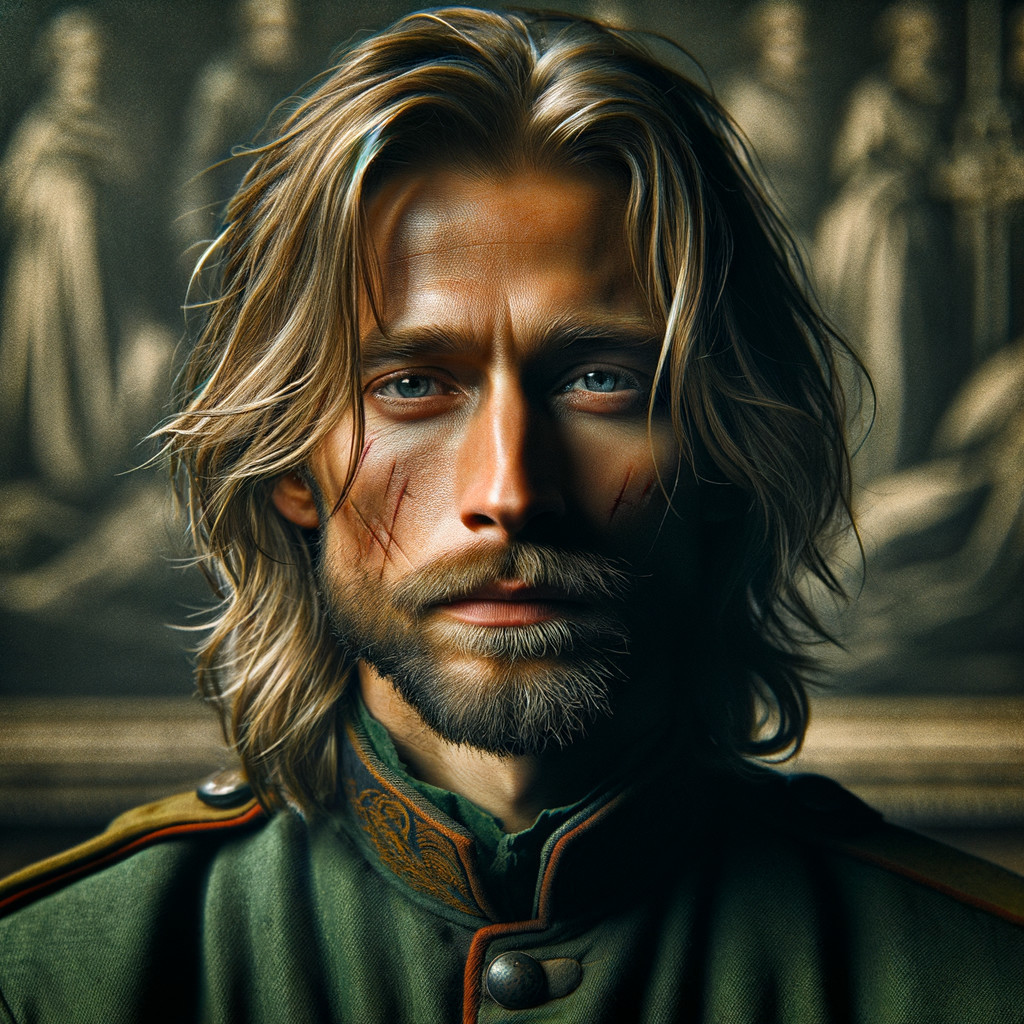 Close-up Portrait of a Rugged Young Man in Uniform