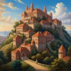 Grand castle on a hill with lush green landscapes