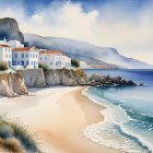 Coastal Scene with Whitewashed Houses and Azure Sea