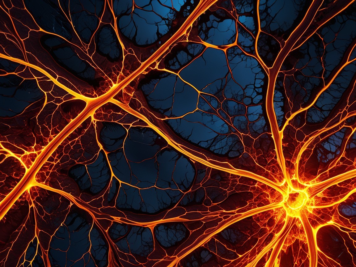 Intricate Neuron Network in Vibrant Colors and Contrast