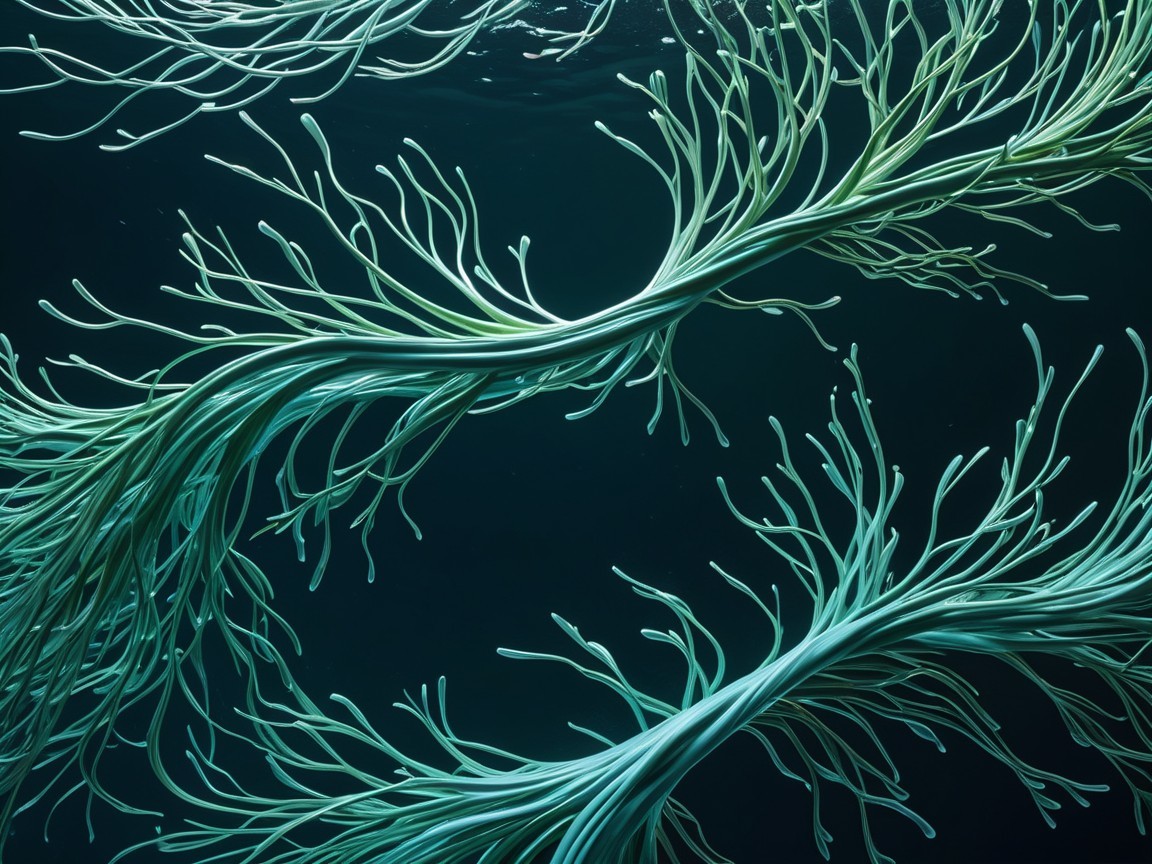 Intricate Underwater Scene with Green Tendrils