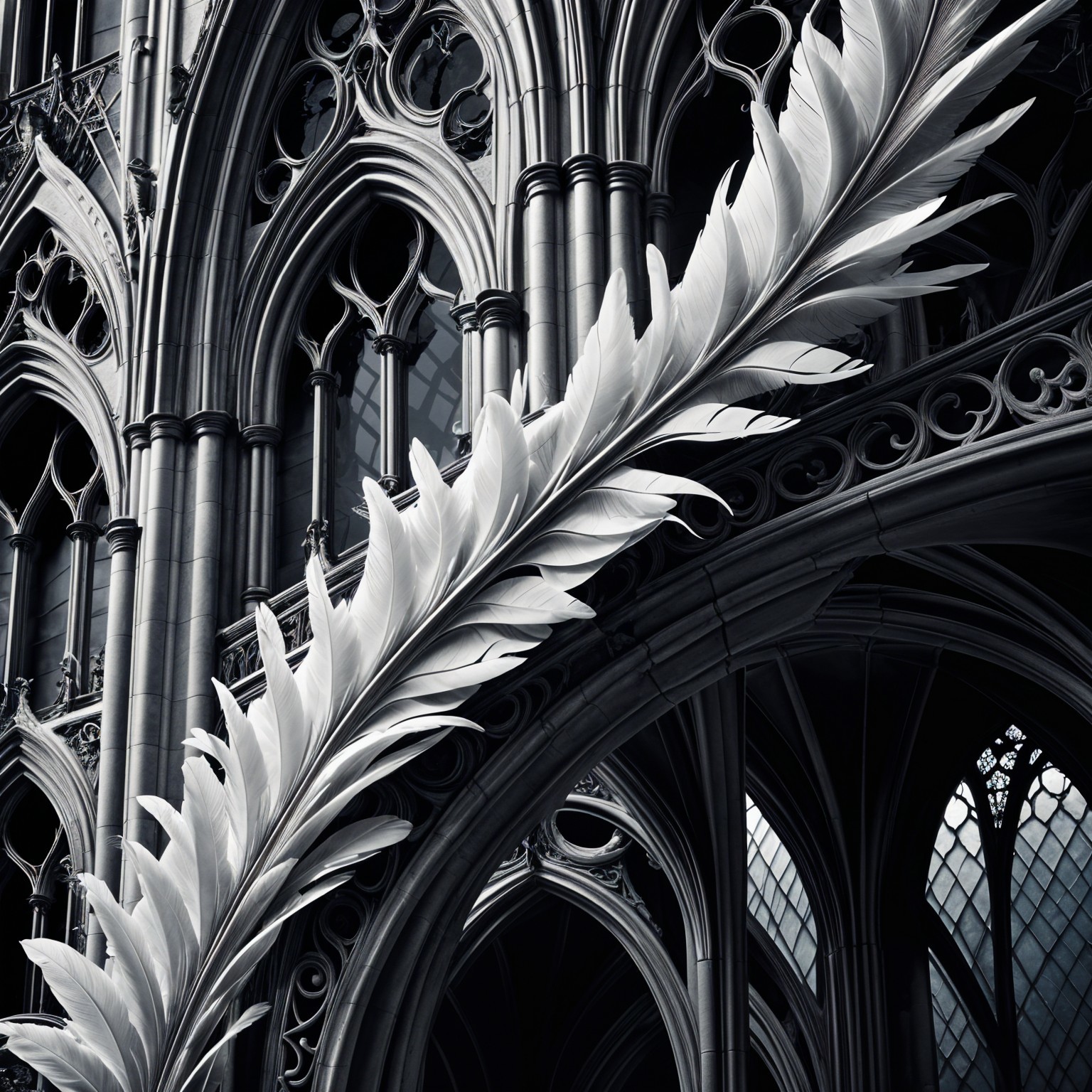 Gothic Arches with White Leaf Ornament Detail