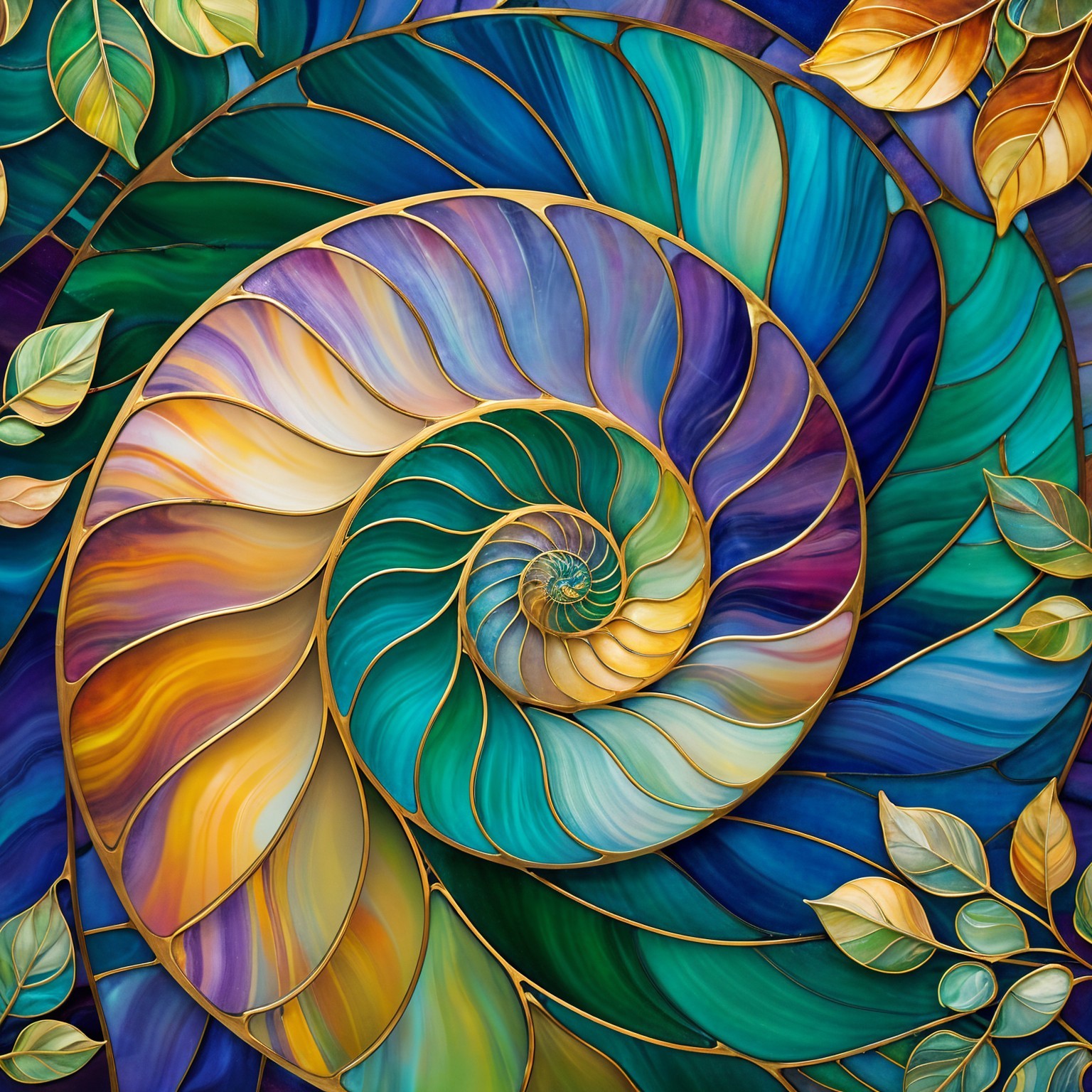 Vibrant Nautilus Shell Pattern with Rich Colors