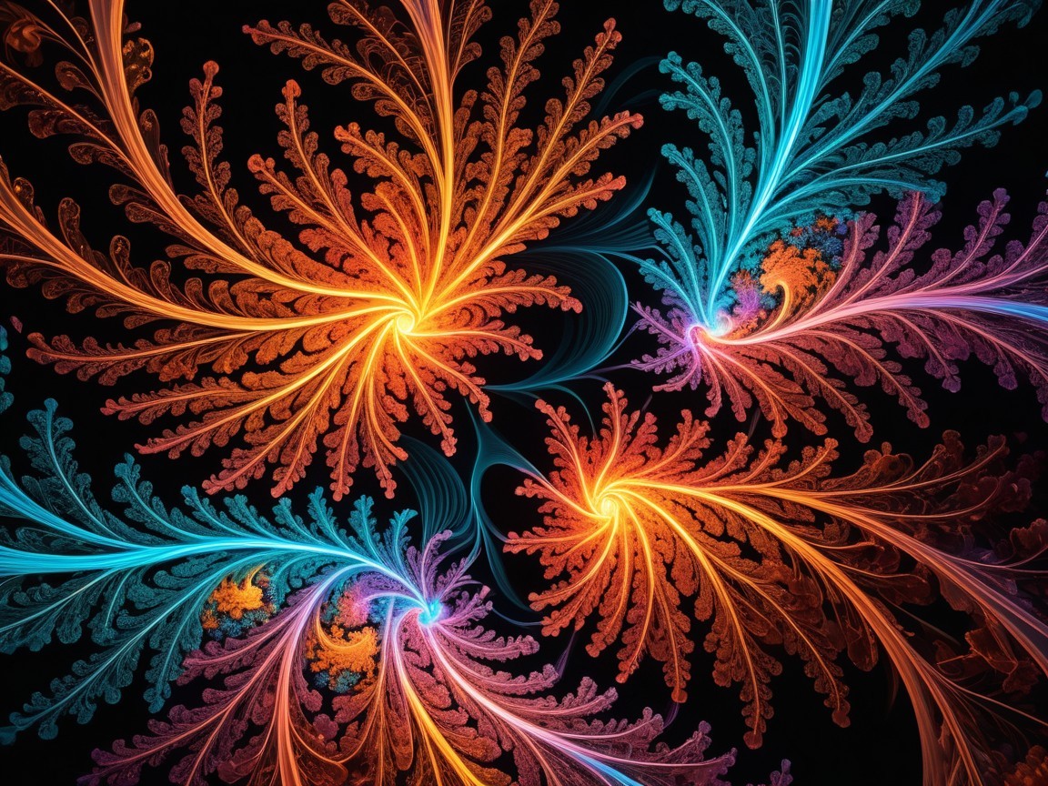 Vibrant Fractal Design with Swirling Patterns and Colors
