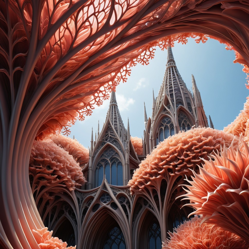 Fantastical Building Surrounded by Coral-Like Structures