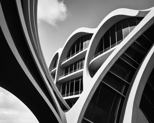 Modern Building with Wave-Like Architectural Design