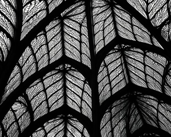 Intricate Leaf Vein Patterns in Architectural Ceiling Design