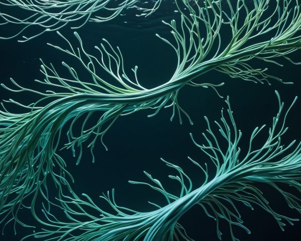 Intricate Underwater Scene with Green Tendrils