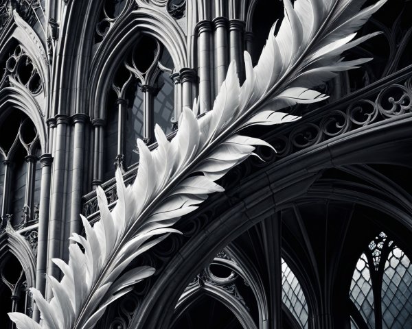 Gothic Arches with White Leaf Ornament Detail