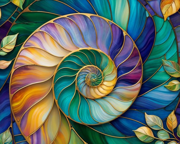 Vibrant Nautilus Shell Pattern with Rich Colors