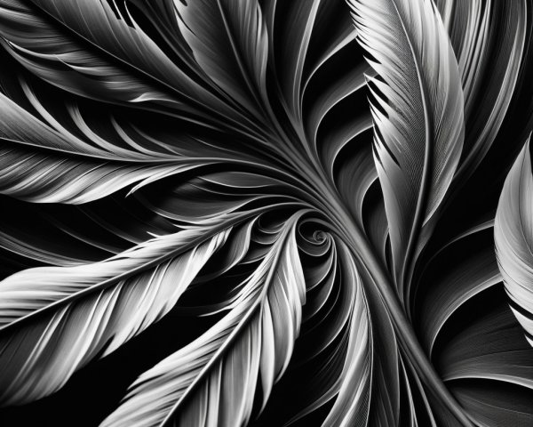 Monochromatic Feather Pattern on Dark Background