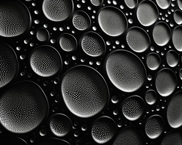 Abstract Pattern of Textured Orbs on Black Background