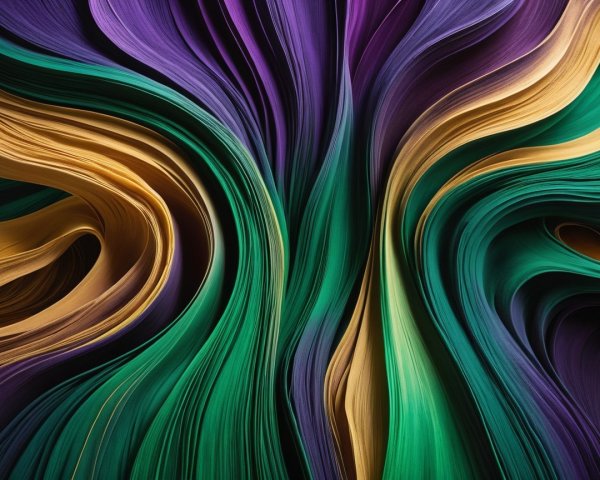 Abstract Composition of Curved Lines in Vibrant Colors
