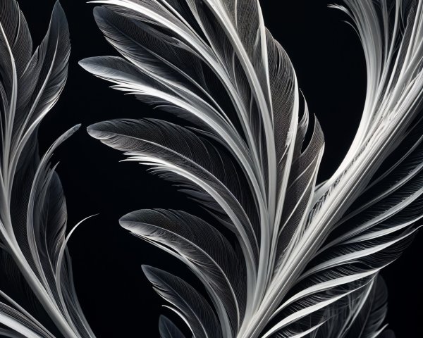 Delicate Feathers on Dark Background with Textural Variety