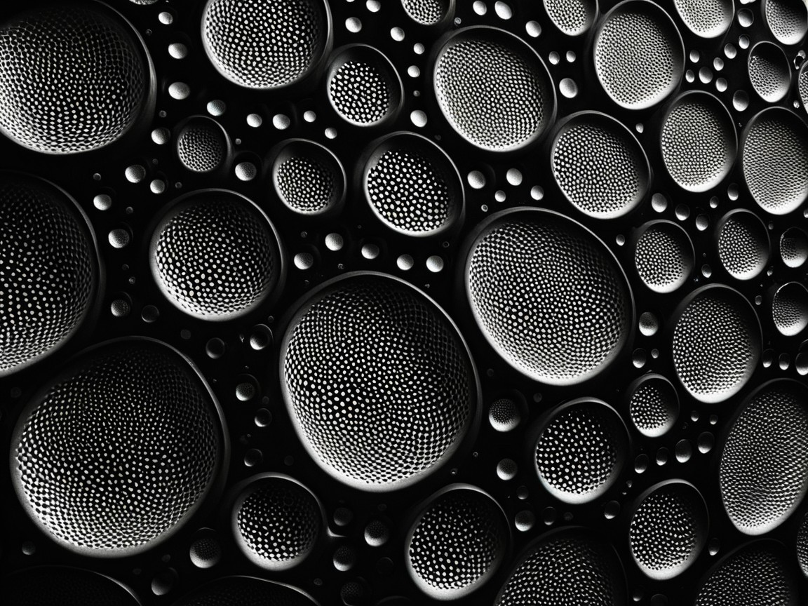 Abstract Pattern of Textured Orbs on Black Background