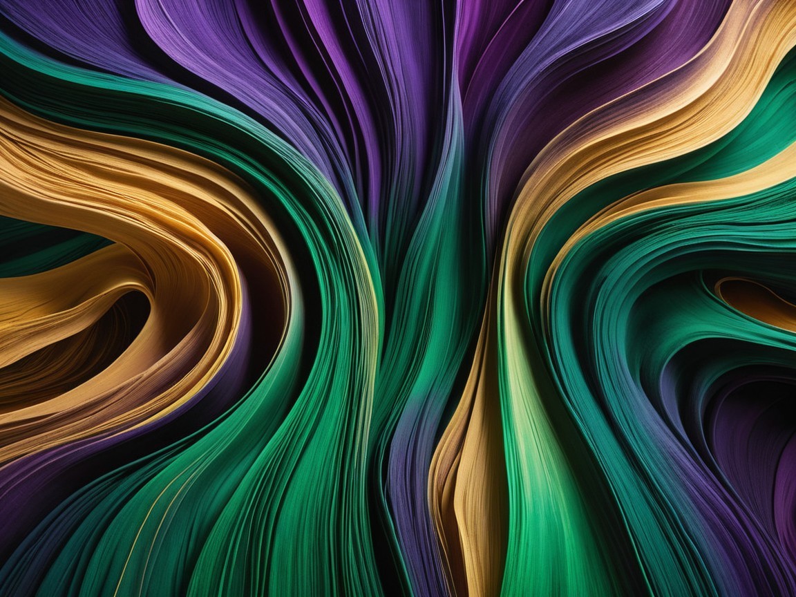Abstract Composition of Curved Lines in Vibrant Colors