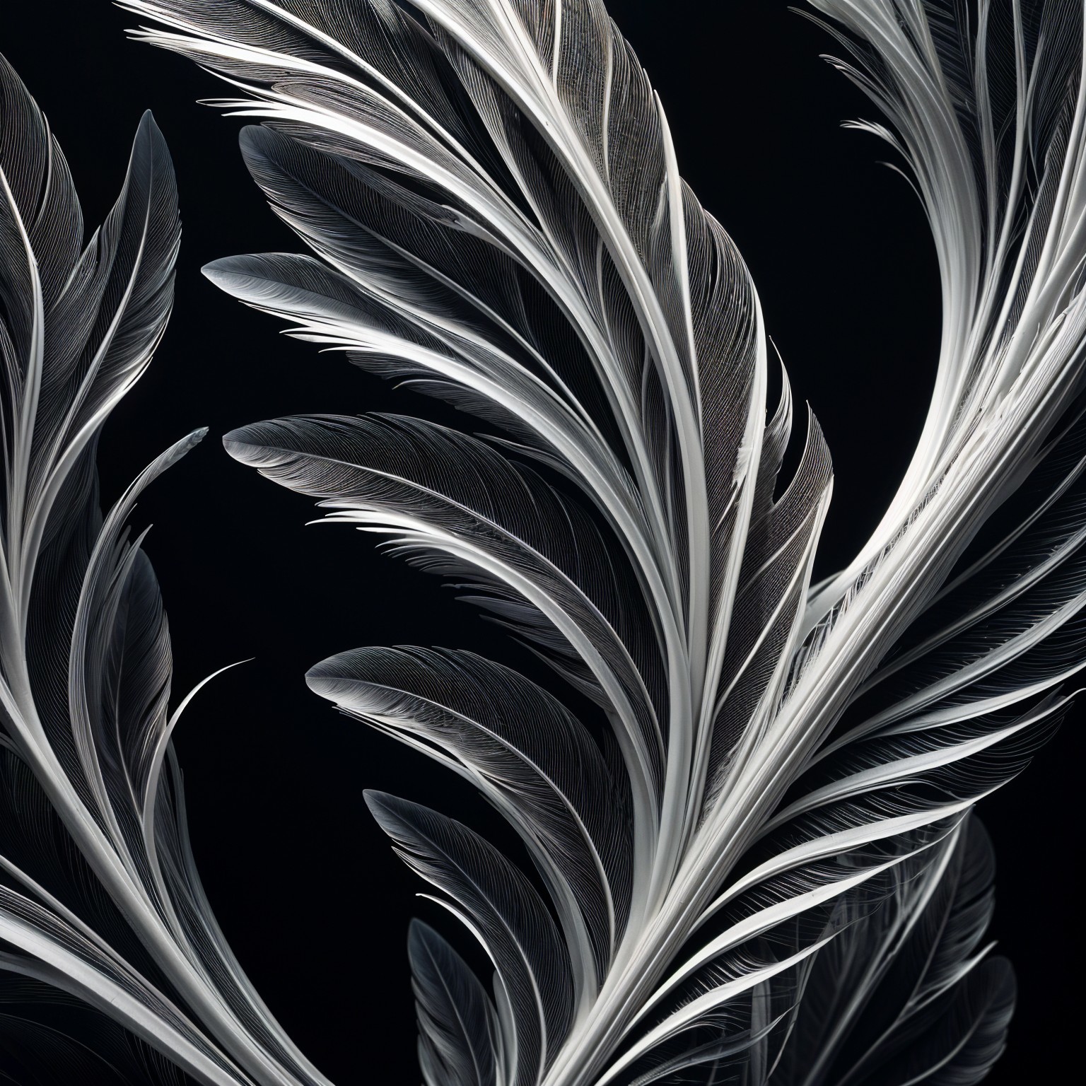 Delicate Feathers on Dark Background with Textural Variety