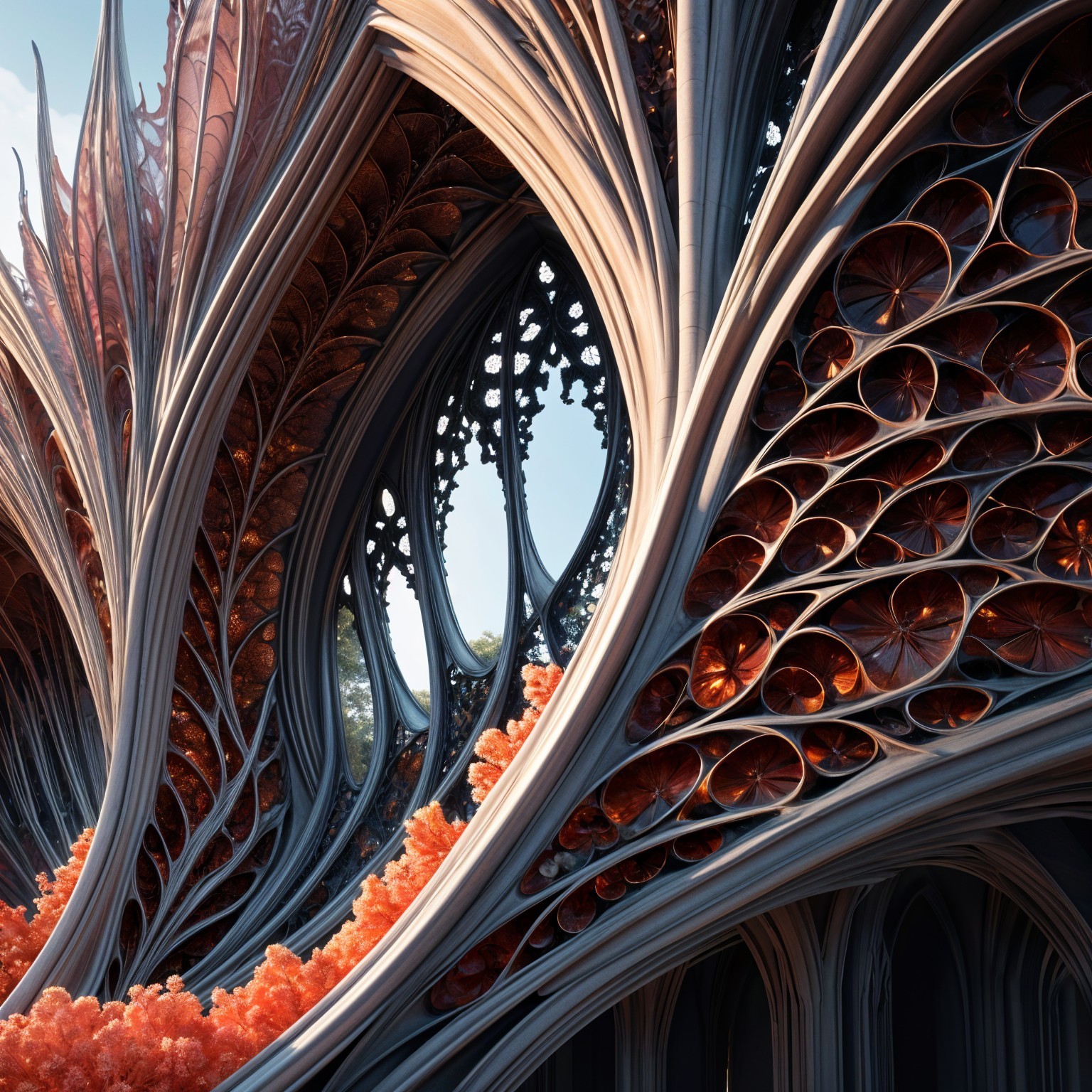 Intricate Abstract Structure with Organic Forms