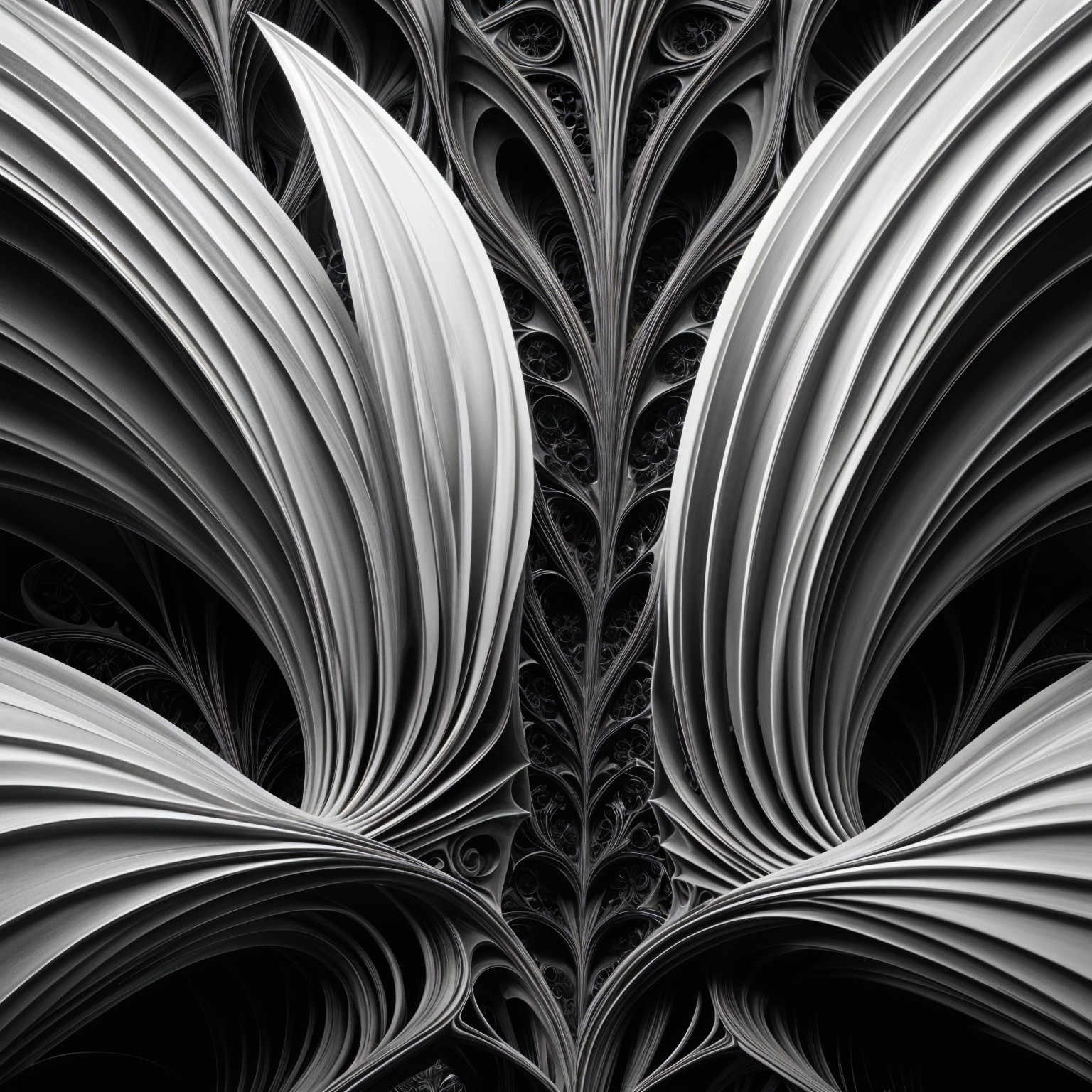 Intricate Abstract Design with Leaf-Like Forms