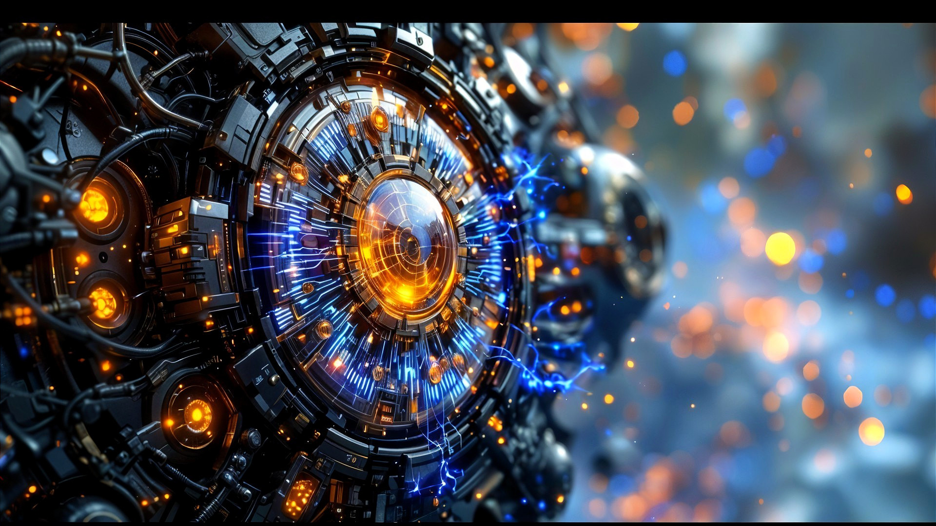 Futuristic Metallic Sphere with Circuitry and Glow