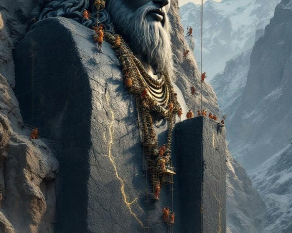 Colossal Mountain Deity Statue Under Construction