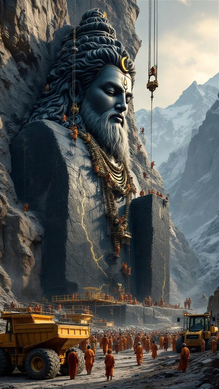 Colossal Mountain Deity Statue Under Construction