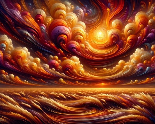 Vibrant Sunset Over Serene Wavy Sea Landscape