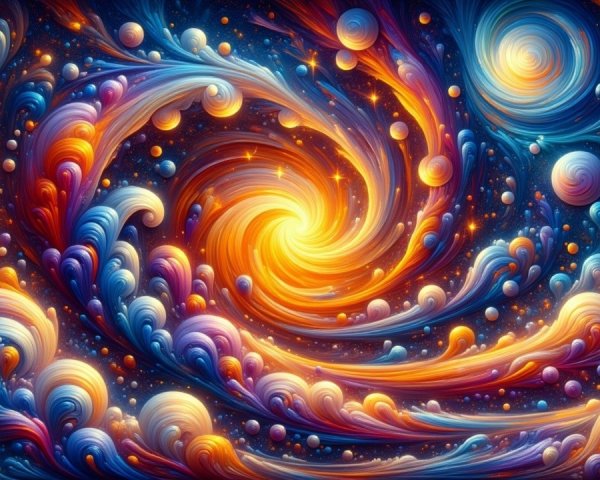 Vibrant Cosmic Galaxy with Colorful Swirls and Stars