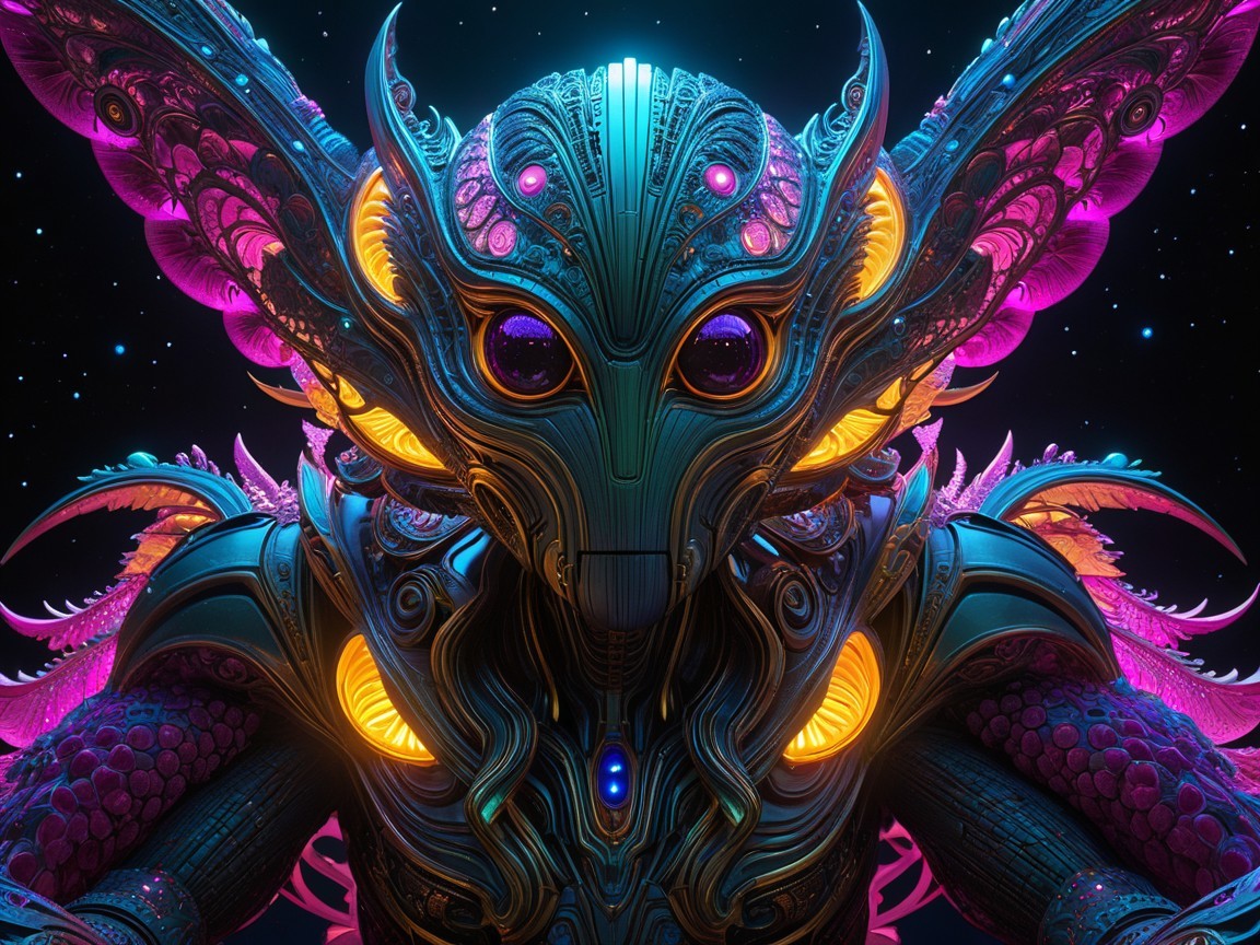 Vibrant Otherworldly Creature in Starry Cosmos