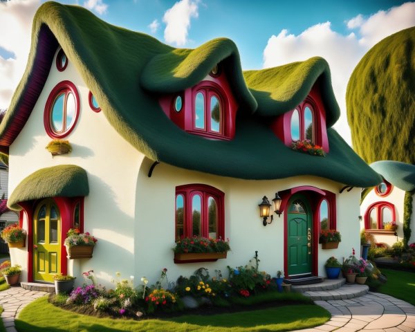 Whimsical Cottage with Colorful Exterior and Garden