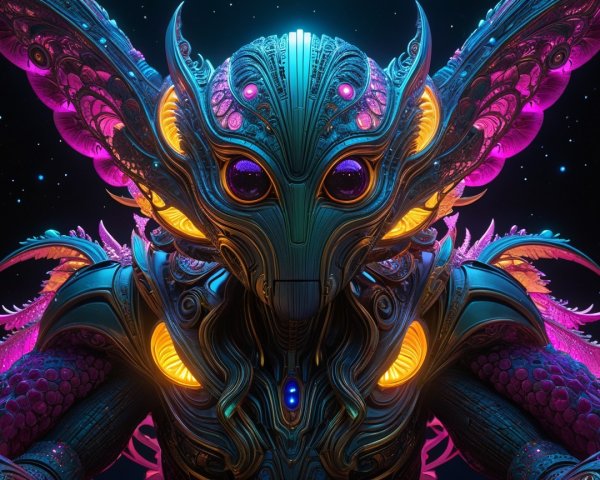 Vibrant Otherworldly Creature in Starry Cosmos
