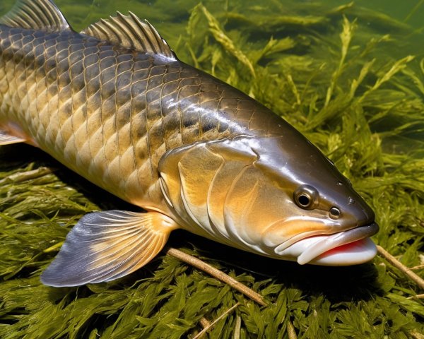 Close-Up of Fish Among Lush Aquatic Vegetation