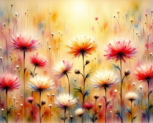 Vibrant Floral Scene with Colorful Blooms and Greenery