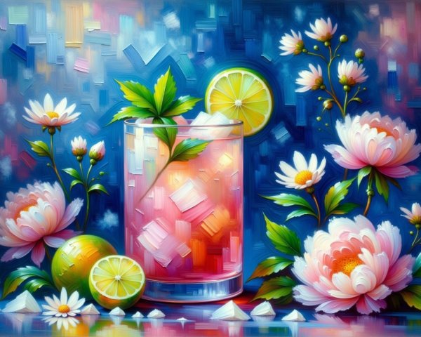 Vibrant Artwork of a Refreshing Summer Drink