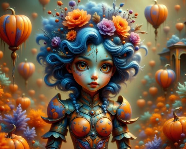 Whimsical Character in Dreamy Fantasy Landscape