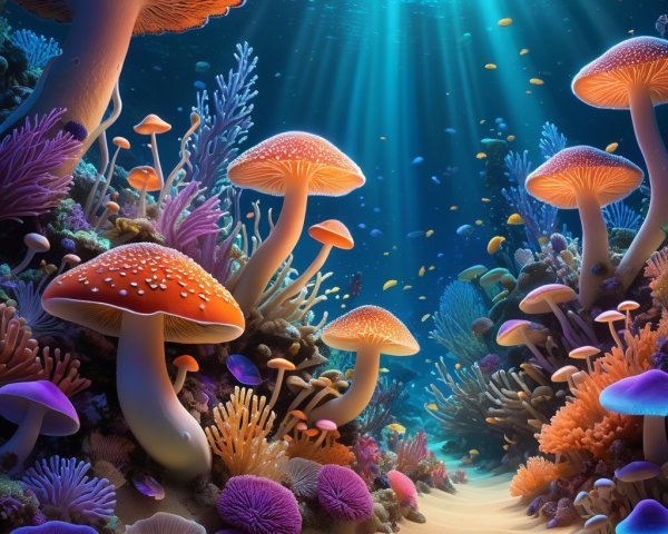 Vibrant Underwater World with Coral Reefs and Marine Life