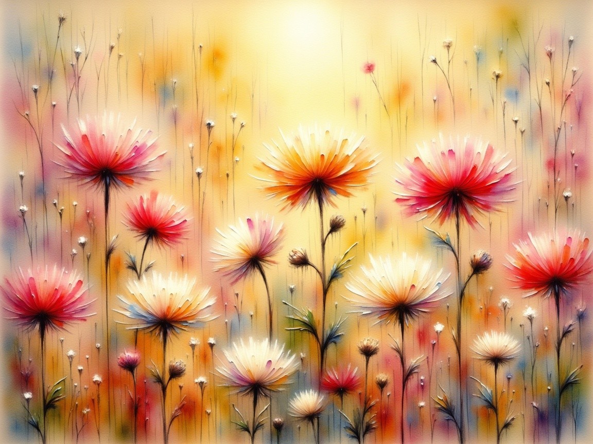 Vibrant Floral Scene with Colorful Blooms and Greenery