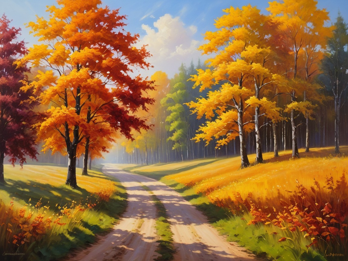 Tranquil Autumn Landscape with Colorful Foliage