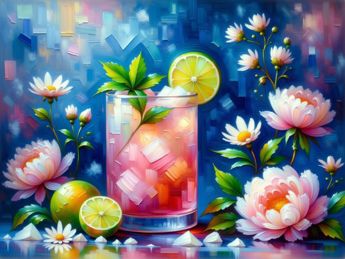 Vibrant Artwork of a Refreshing Summer Drink