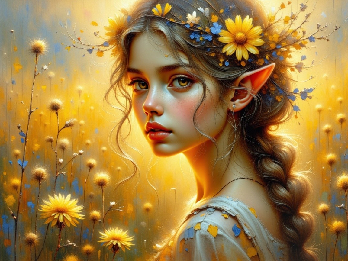 Portrait of a Young Woman in a Flower Field