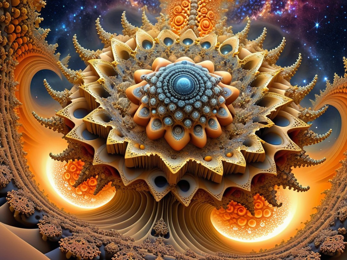 Intricate Fractal Art with Flower-Like Structure