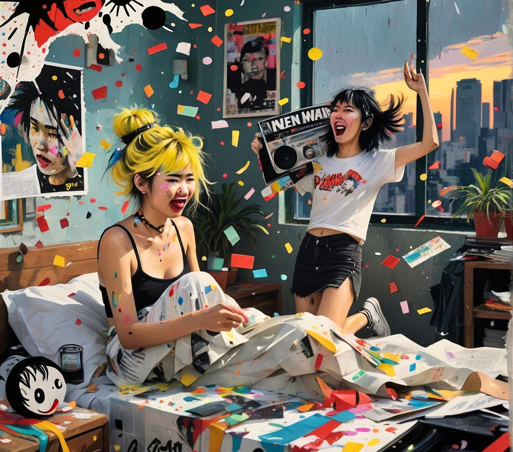 Celebration of Youthful Energy in a Colorful Room