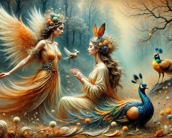 Ethereal Figures in a Magical Forest Setting
