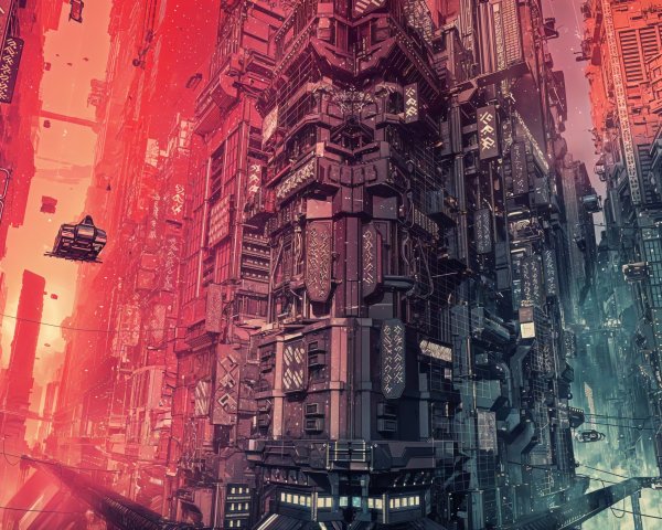 Futuristic cityscape with vibrant colors and design