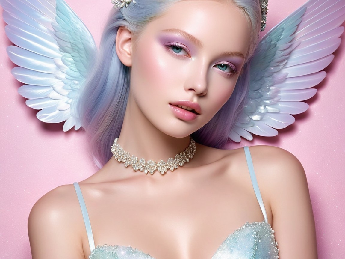 Ethereal Portrait of a Beauty with Pastel Blue Hair