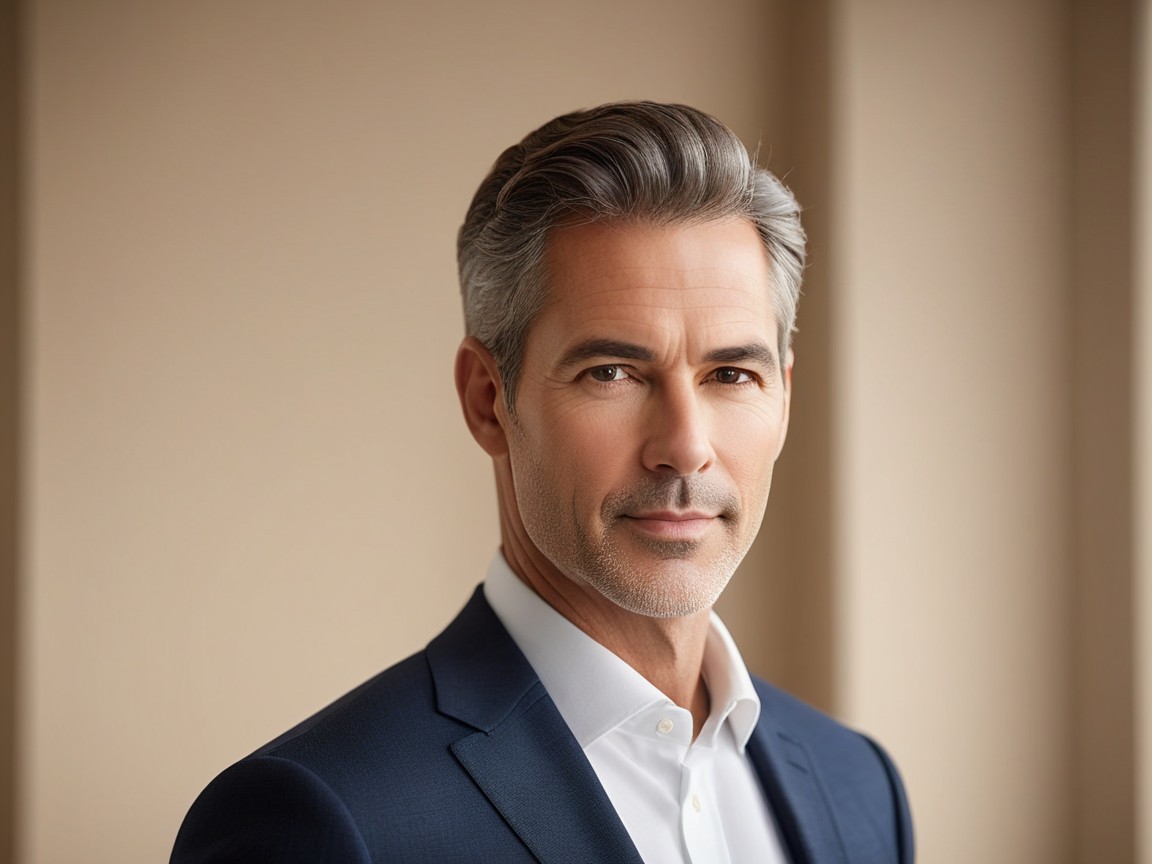 Close-up portrait of a middle-aged Caucasian man