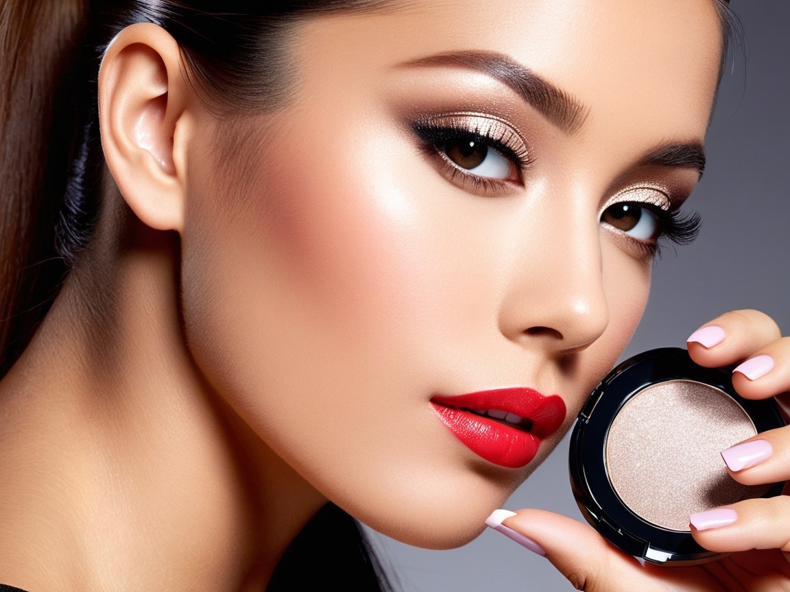 Close-up of Model with Flawless Makeup and Radiant Skin