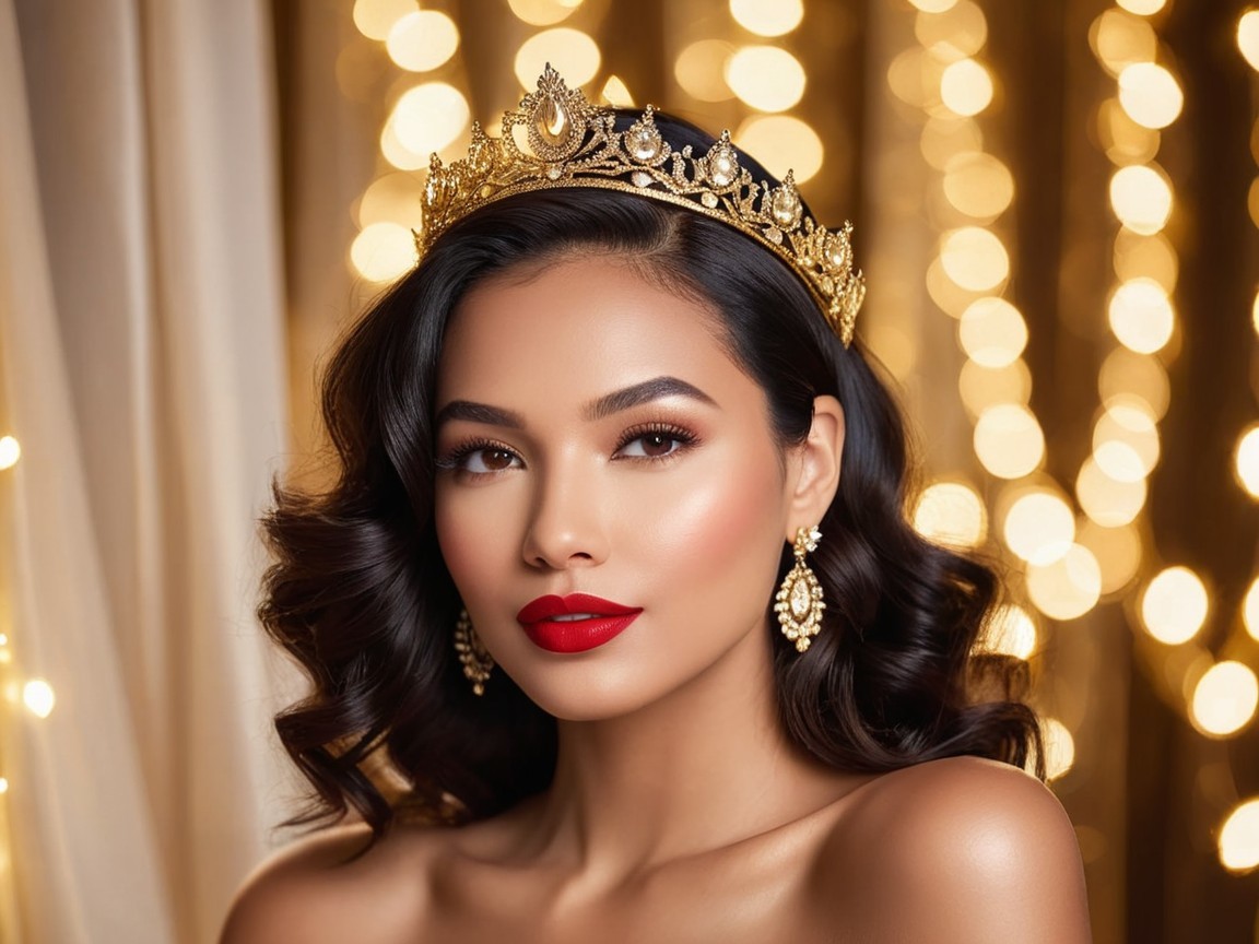 Elegant Portrait of a Woman with Golden Crown