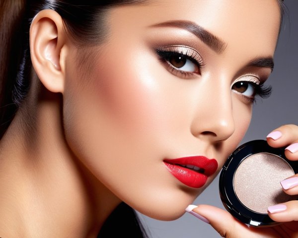 Close-up of Model with Flawless Makeup and Radiant Skin