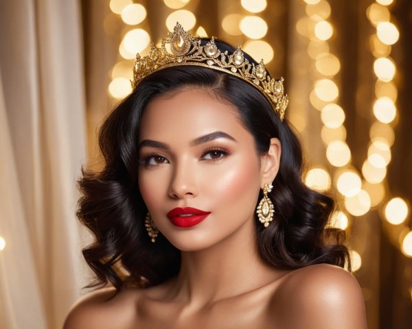 Elegant Portrait of a Woman with Golden Crown